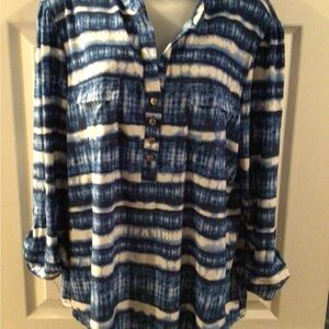 Ava & Grace Navy and White Button Down Shirt